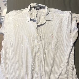 Ralph Lauren XXL button down shirt sleeve blue and whit striped